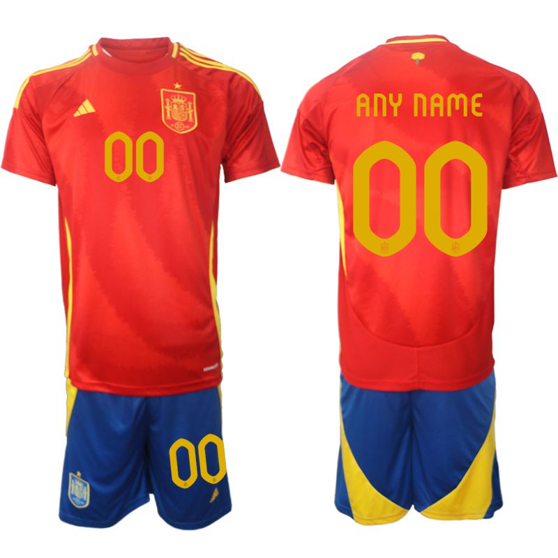 Men 2024-2025 Season Spain home red customized Soccer Jersey->customized soccer jersey->Custom Jersey